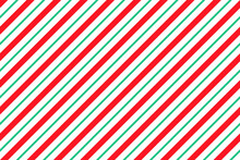 Candy Cane Striped Pattern. Seamless Christmas Background. Peppermint Wrapping Print With Diagonal Lines. Cute Caramel Package Texture. Xmas Holiday Geometric Backdrop. Vector Illustration.