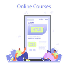 Poster - Website development online service or platform. HTML coding process