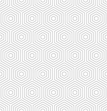 Geometric Abstract Vector Hexagonal Seamless Background. Geometric Modern Light Silver Ornament. Seamless Modern Pattern