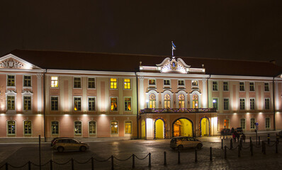 Wall Mural - Parliament Building Of Estonia at evening in Tallinn, Estonia