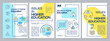 Issues in higher education blue and yellow brochure template. Leaflet design with linear icons. Editable 4 vector layouts for presentation, annual reports. Questrial, Lato-Regular fonts used