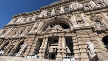 Looking From The Base At The Exquisite Façade Of The Rome Palace Of Justice