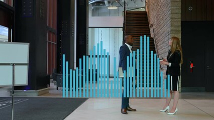 Poster - Animation of data processing over diverse business people talking