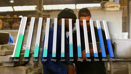 Poster - Animation of data processing over diverse male workers using tablet