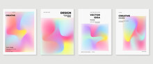 Fluid Gradient Background Vector. Cute And Minimalist Style Posters, Photo Frame Cover, Wall Arts With Pastel Colorful Geometric Shapes And Liquid Color. Modern Wallpaper Design For Social Media, Idol