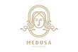Elegant Luxury Golden Gorgon Medusa God Woman Lady Girl Female Logo Design Vector