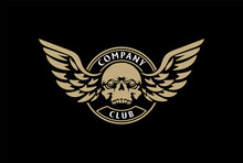 Vintage Retro Skull Bone Head With Wings For Motorcycle Club Badge Emblem Logo Design Vector