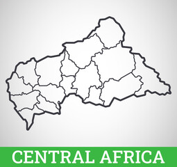  Simple outline map of Central Africa. Vector graphic illustration.