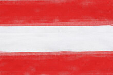 Austrian Flag Made From Medical Bandages. Background On The Theme Of National Health Care.
