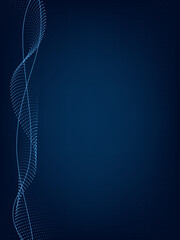 Wall Mural - Abstract wavy curved lines, texture on gradient blue technology background with small dots. Digital data visualization. Tech, business, science concept. Use for banner, presentation, template.	