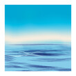 Ocean view minimalist background in blue colours . Vector illustration, concept for card, banner, poster, flyer, print.