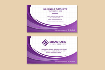Poster - Business card design template for company corporate style. multicolored Purple gradient colors. Vector illustration. Creative identity card, Contact card for company, Two sided background. rectangle