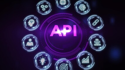 API - Application Programming Interface. Software development tool. Business, modern technology, internet and networking concept.