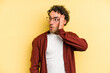 © Asier - Young caucasian man isolated on yellow background being shocked, she has remembered important meeting.