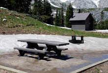 A Picnic Table Near Some Remanent Snow Banks 