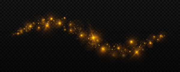 Wall Mural - magic light trail twinkle with flare particles. glitter dust with bright stars. bright wave flow shi