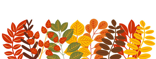 Wall Mural - autumn leaves background in flat design isolated , vector