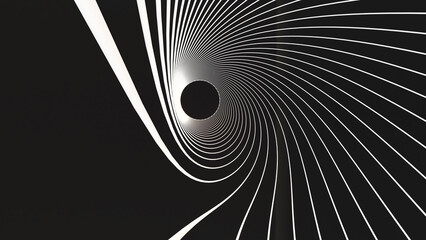 Poster - white swirl abstract lines on black background,geometric background,3d rendering