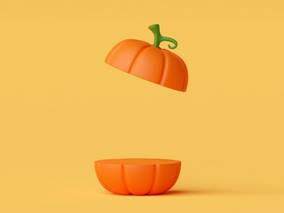 Wall Mural - 3d illustration of Halloween podium with Halloween pumpkins