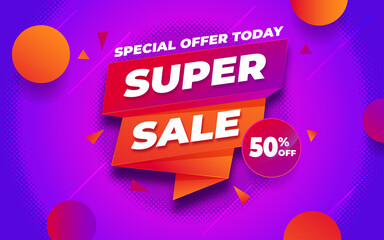Poster - super sale abstract banner template with editable text