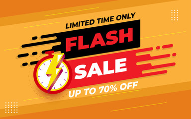 Poster - Flash sale vector banner template on orange background