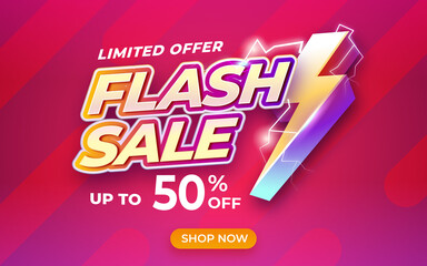 Poster - flash sale banner template with editable text