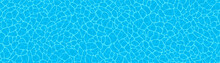 Blue Swimming Pool Background. Long Banner Of Water Surface In Pool. Vector Illustration