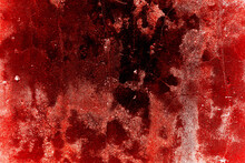 Scary Bloody Wall. White Wall With Blood Splatter For Halloween Background.