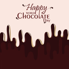 Celebrate Happy world chocolate day greeting background with lettering typography word. Vector hand drawn illustration Design