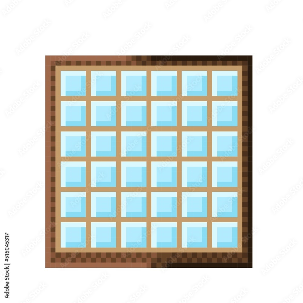Window icon, pixel art. Windows for games. Vector illustration. Wooden ...