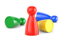 Winning, Victory, Glory And Success Concept. Colorful Game Pawns