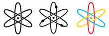 Three Interlocked Ellipses With Small Dot In Centre - Simple Atom Orbiting Electrons Icon