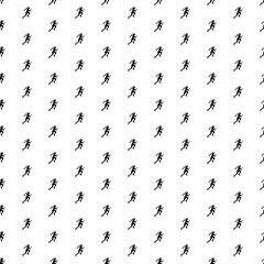 Poster - Square seamless background pattern from geometric shapes. The pattern is evenly filled with big black running woman symbols. Vector illustration on white background