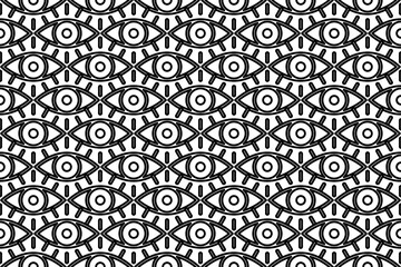 Poster - Seamless pattern completely filled with outlines of vision symbols. Elements are evenly spaced. Vector illustration on white background