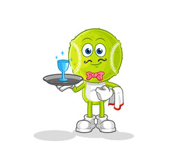 Canvas Print - tennis ball waiter cartoon. cartoon mascot vector