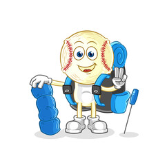 baseball head go camping mascot. cartoon vector