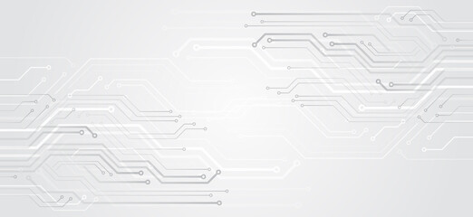 Poster - Abstract innovation background from technological elements. Advanced communication technologies. Gray and white futuristic background. Vector illustration template.