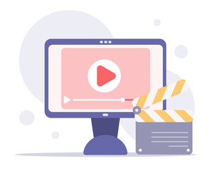 Poster - Live streaming, broadcast concept. Business coworking process. Online videos Vector. Broadcast vlog. Vector illustration