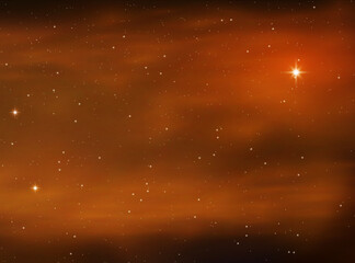 Wall Mural - Night red orange starry sky star galaxy background