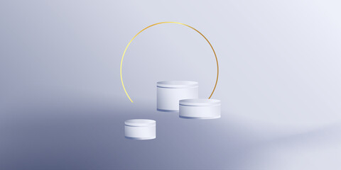 Poster - product podium in pastel colors with a minimalist style. trendy background with an empty podium to display cosmetic products. feminine 3D objects in a clean and simple wallpaper design