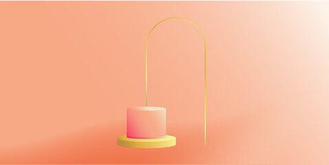 Poster - product podium in pastel colors with a minimalist style. trendy background with an empty podium to display cosmetic products. feminine 3D objects in a clean and simple wallpaper design