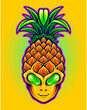 Alien head with pineapple fruit Vector illustrations for your work Logo, mascot merchandise t-shirt, stickers and Label designs, poster, greeting cards advertising business company or brands.