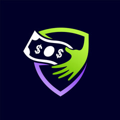 Sticker - Money logo with shield concept