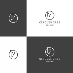 Wall Mural - Circle horse logo icon flat design template 