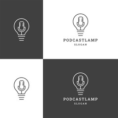 Wall Mural - Podcast lamp logo icon flat design template 