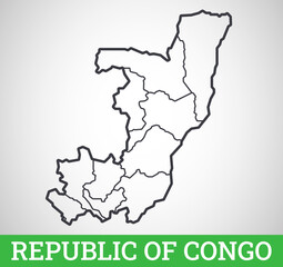  Simple outline map of Rupublic of Congo. Vector graphic illustration.