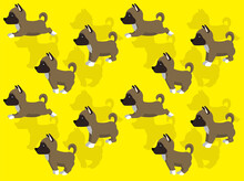 Dogs Side Running Akita Brown Coat Seamless Wallpaper Background