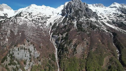 Wall Mural - High peaks of Alps covered in white snow in a sunny spring day