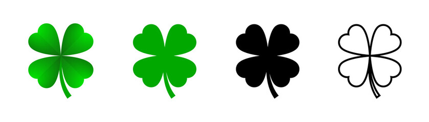 Clover luck icon. Shamrock leaf icon collection. Clover leaf outline sign. Stock vector