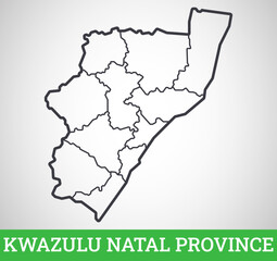  Simple outline map of Kwazulu, South Africa. Vector graphic illustration.